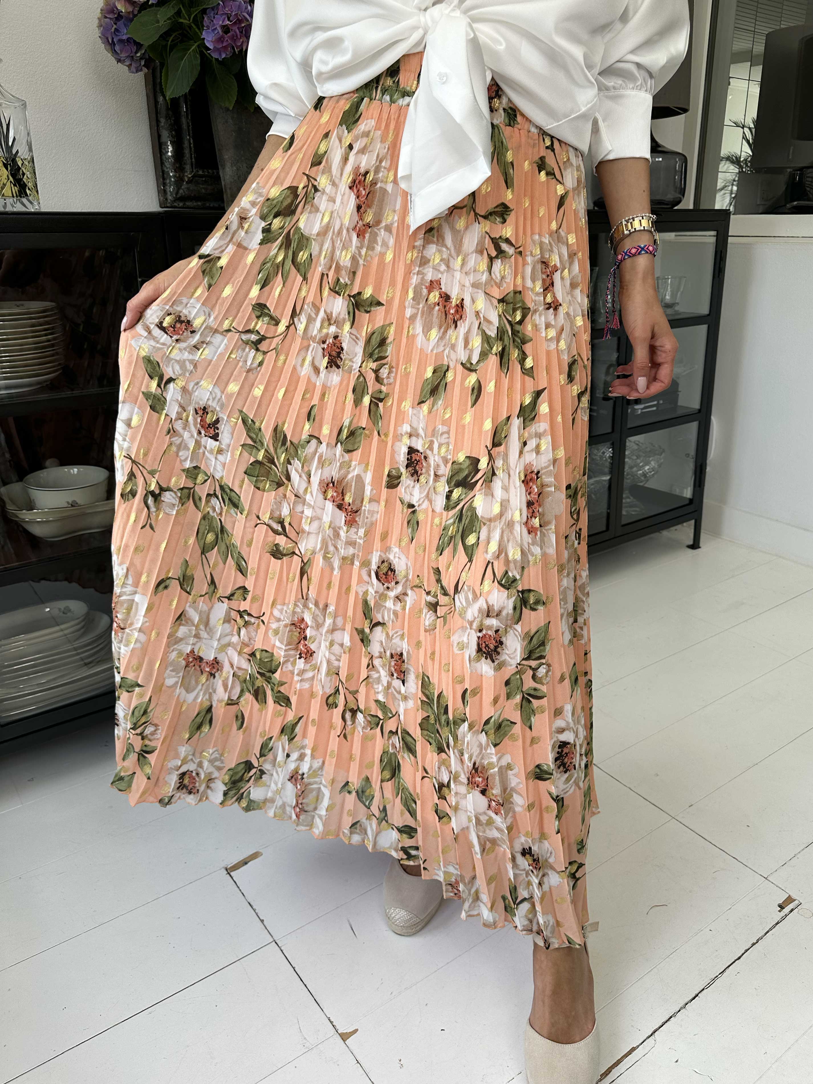 Josefine - Söt plisserad kjol med blommigt mönster